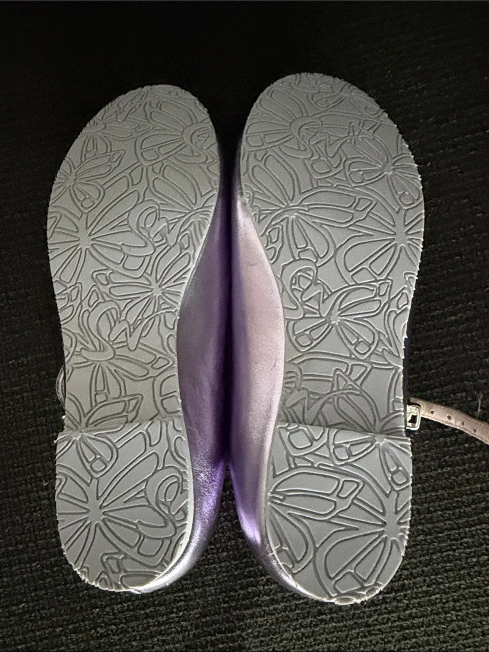 Sophia Webster Girls' Metallic Purple Butterfly Mary Jane Flats size 32- new